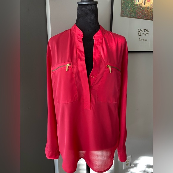 Michael by Michael Kors Women’s Button Up | Size: M  | Color: Fuchsia - Picture 3 of 7